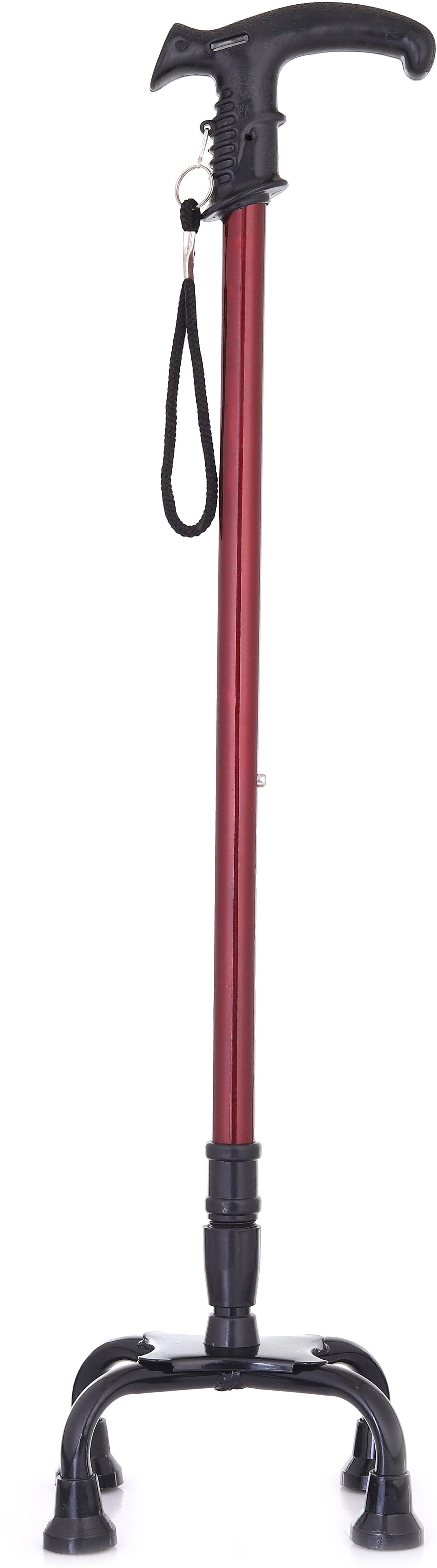 4 Leg Quadripod Red Black Height Adjustable Men/Women/Old Age People Patient Walking Stick-image-24
