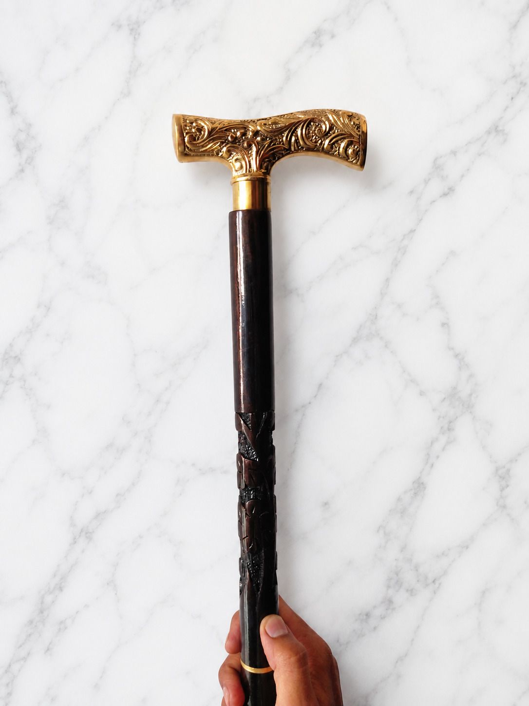 Premium Designer HandCraft Wooden Walking Stick with Brass T-Handle Walking Stick-image-44