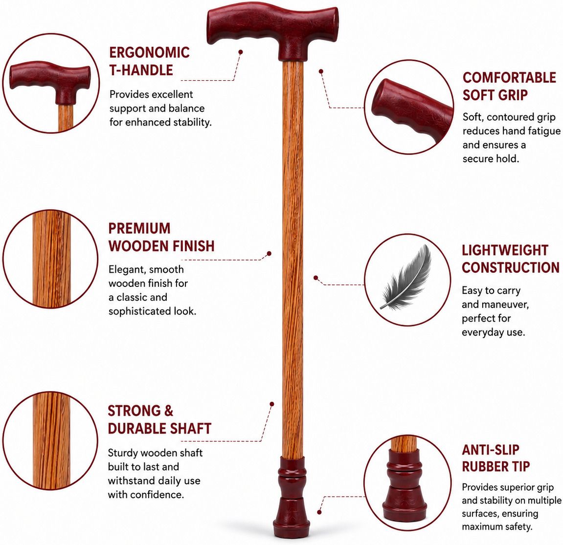 Adjustable Stick for Men & Women Ergonomic Handle & Anti-Slip Rubber Tip Walking Stick-image-35