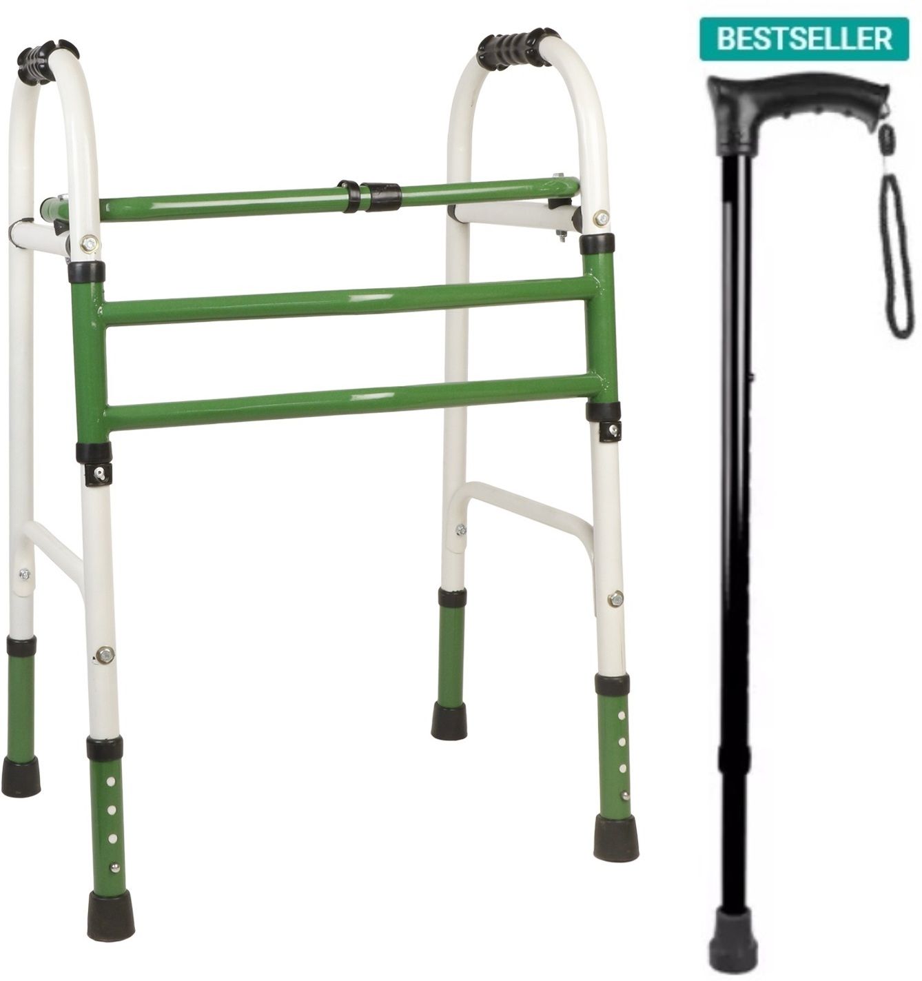 *Portable Light Weight Height Adjustable Foldable Walking Stick(Green) Walking Stick-image-22
