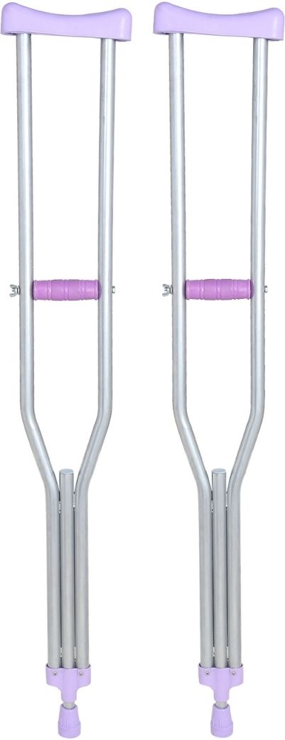 Underarm Crutches Adjustable Height Walking Aid Heavy Duty Mild Steel Walking Stick-image-4