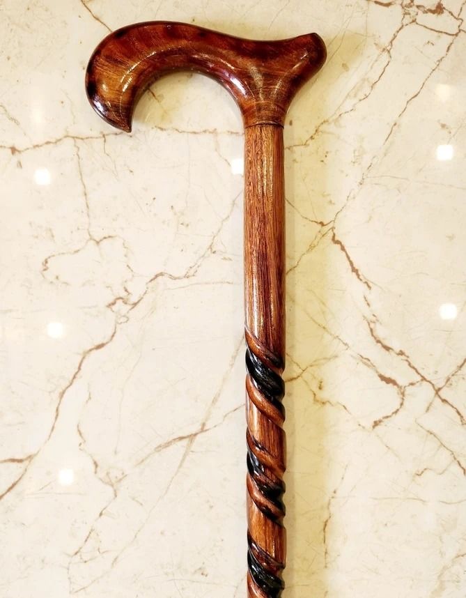 Classic Wooden Folding Walking Stick with Curved Handle Walking Stick