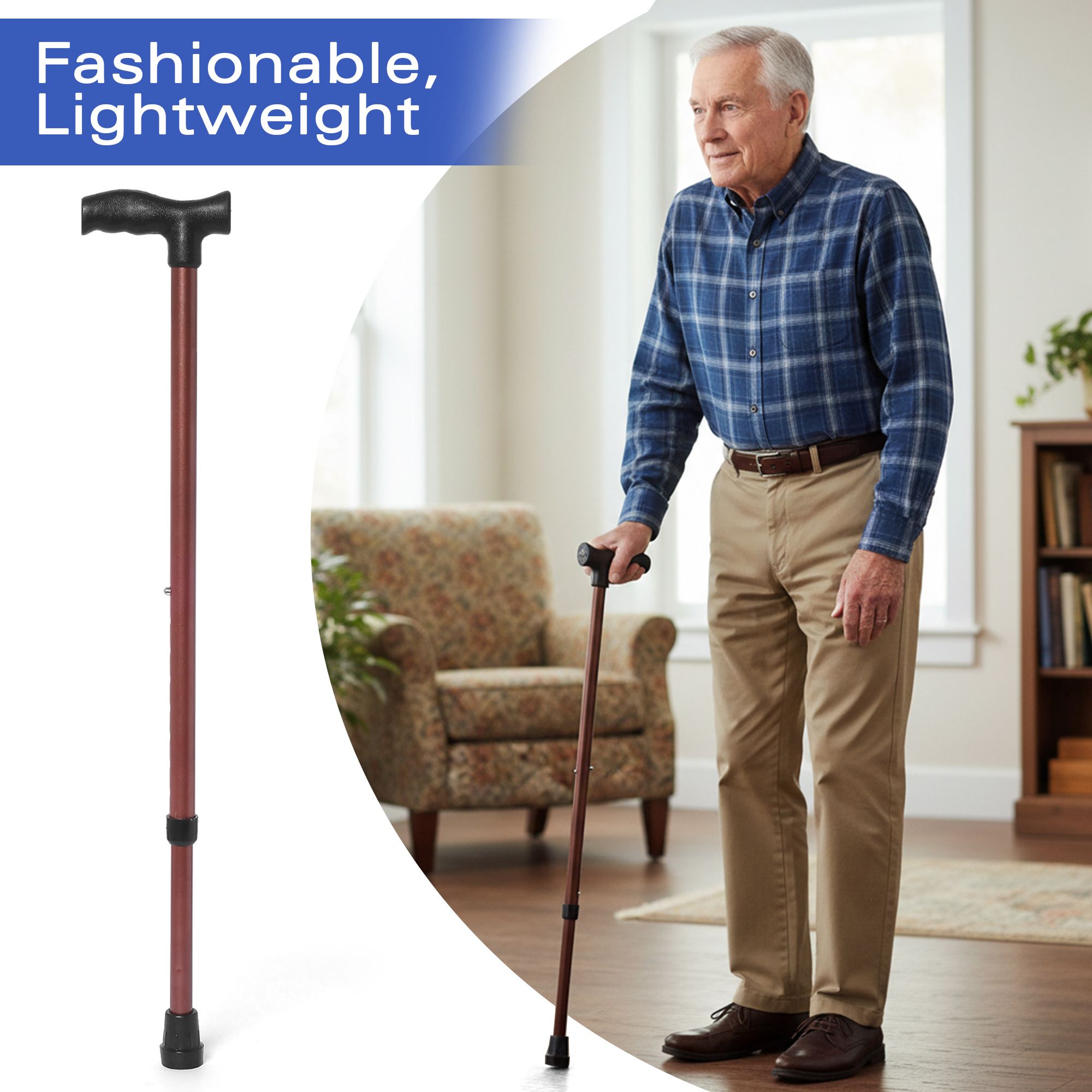 dnscare Adjustable Copper Walking Stick Rubber Base Support Stick Walking Stick-picture-38