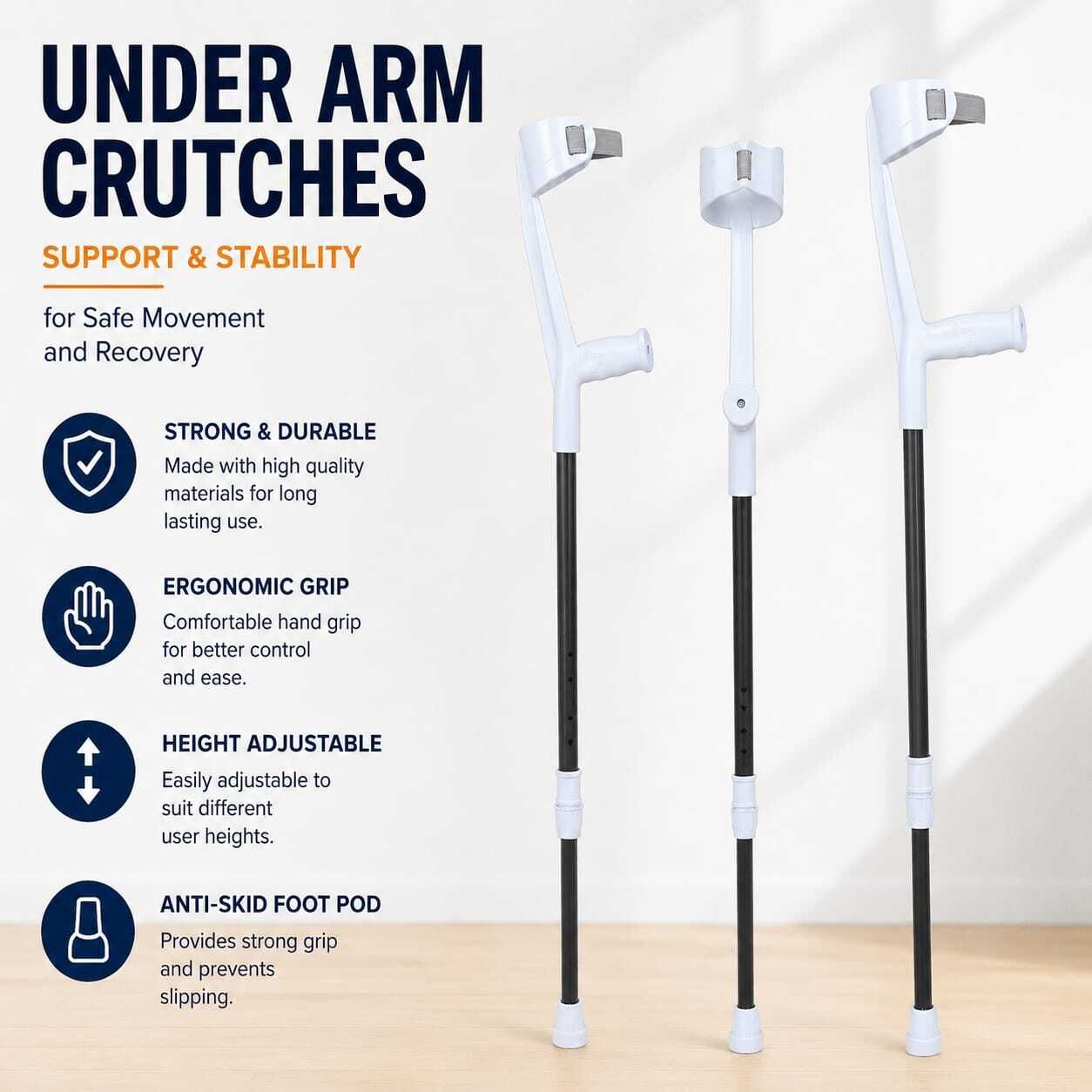 jd medauto solutions Adjustable MildSteel Elbow Crutch for Elderly, Disabled & Injury Recovery,GREY Walking Stick-picture-34