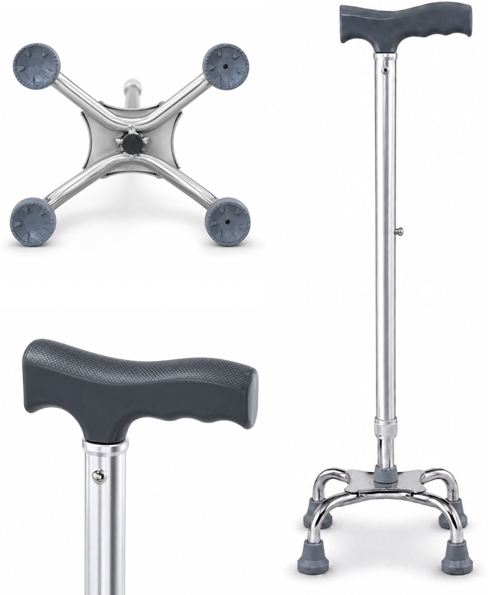 livora Four-Leg Walking Stick | Lightweight, Adjustable Height, Anti-Slip Handle & Base Walking Stick-picture-10