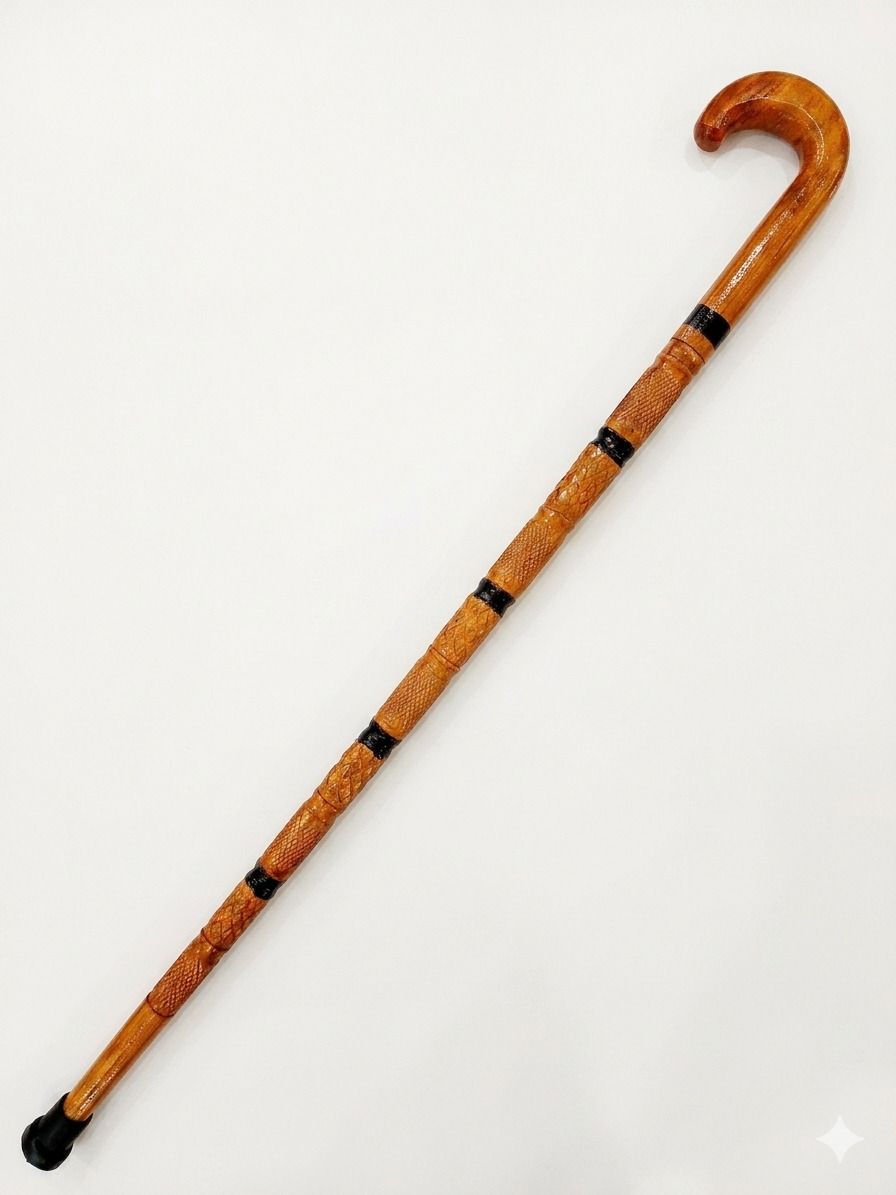 Classic Hand-Carved Wooden Walking Stick with Designer Grip Walking Stick-image-19
