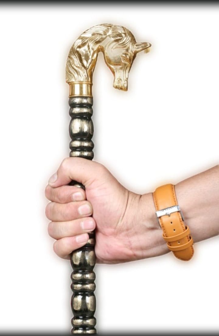 Horse pure brass handle antique design stick Walking Stick-image-16