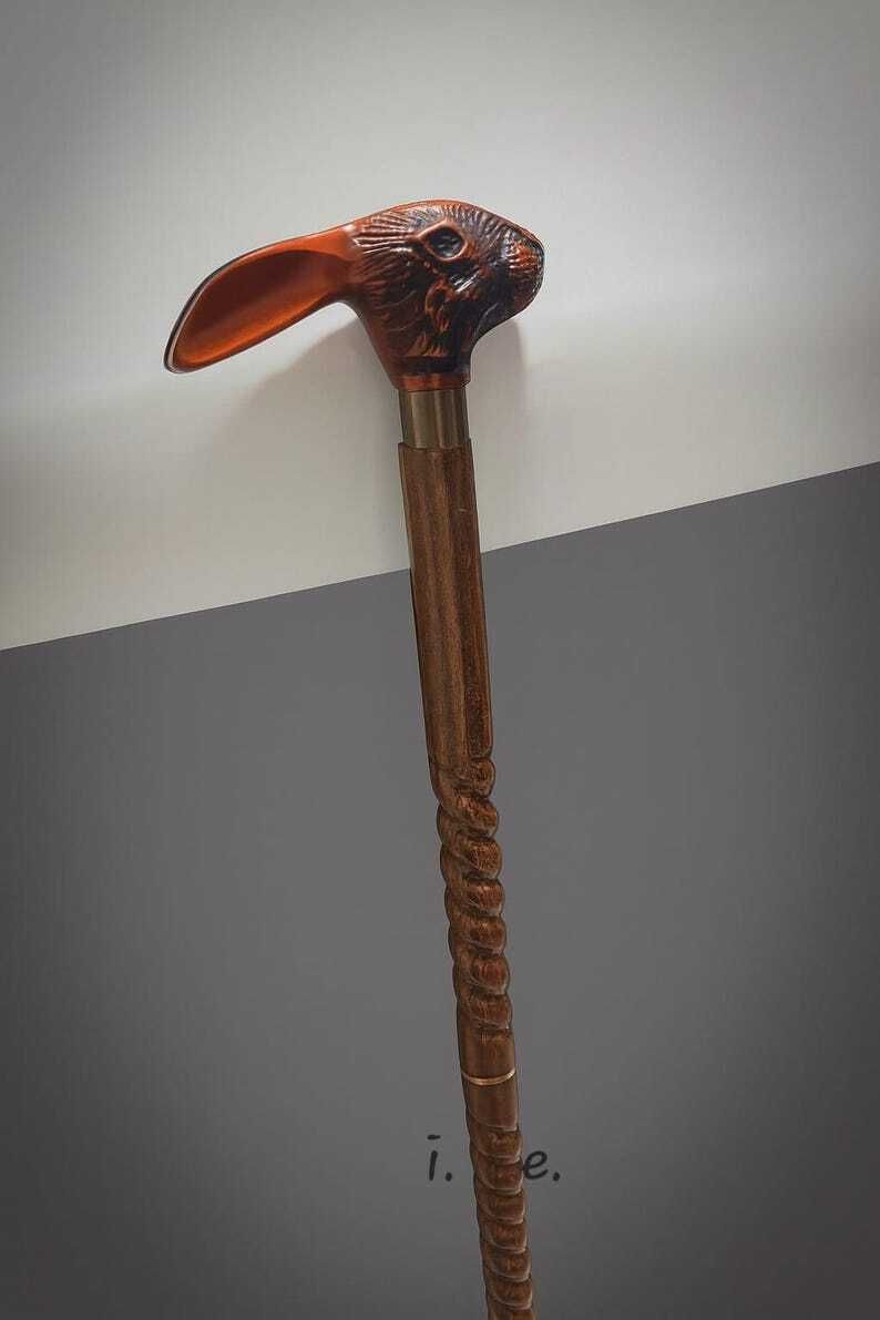 hindustantradingcompanysf Handcrafted Rabbit Head Handle Wood Cane, Daily Use, Men & Women Gift Items Walking Stick-picture-18