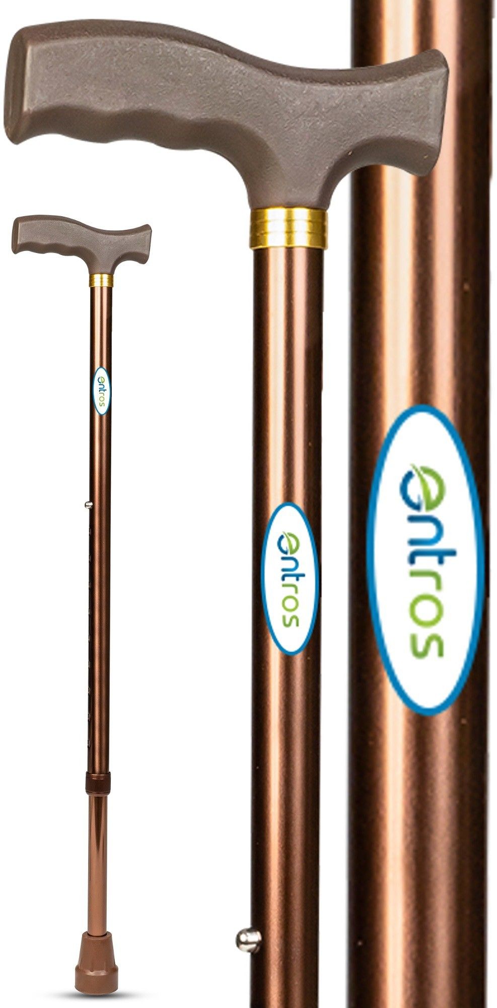 Premium Hight Adjustable Aluminum Single L-Shaped Folding Walking Stick - KL920L (Brown) Walking Stick-image-26