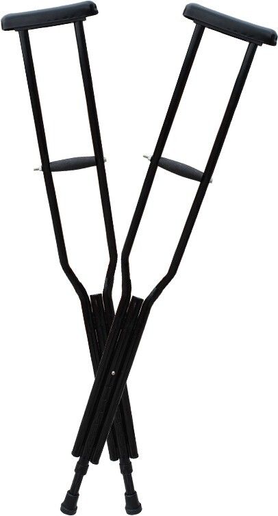 Under Arm Auxilary Crutch Pair Height Adjustable Men/Women/Old People Walking stick -Black Walking Stick-image-20