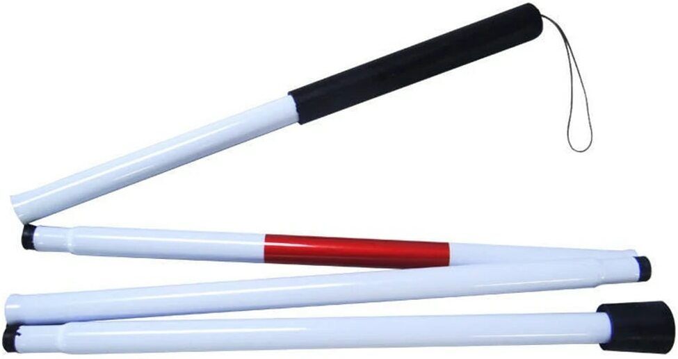 mcp healthcare 4 Section Aluminium Folding Walking Cane Red & White Reflective Tape nightvision Walking Stick-picture-14