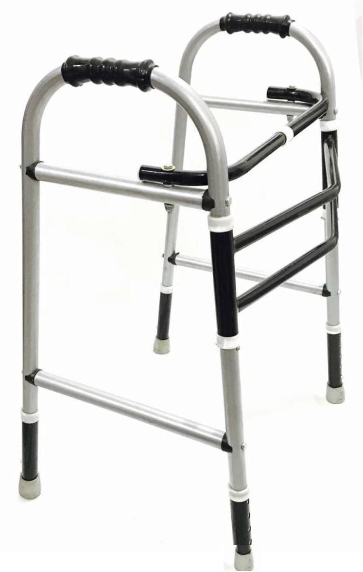 Height Adjustable Foldable adult Old People Walking Walker[SILVER BLACK ] Walking Stick-image-36