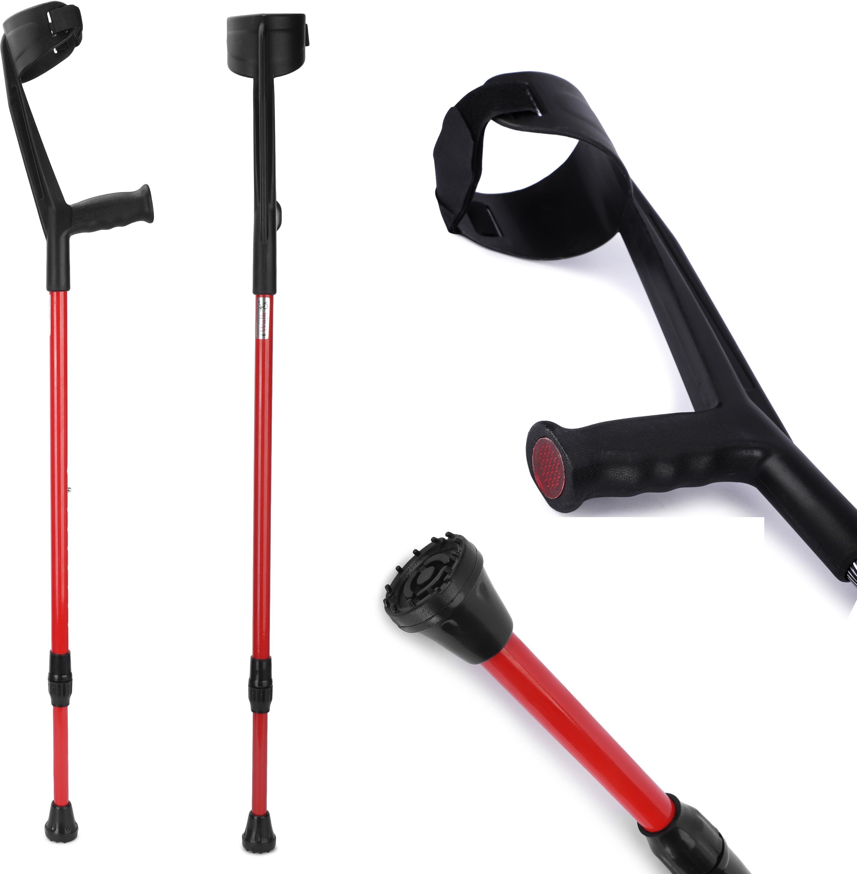 Red Elbow Crutch - Universal (Adjustable) Walking Stick-image-22