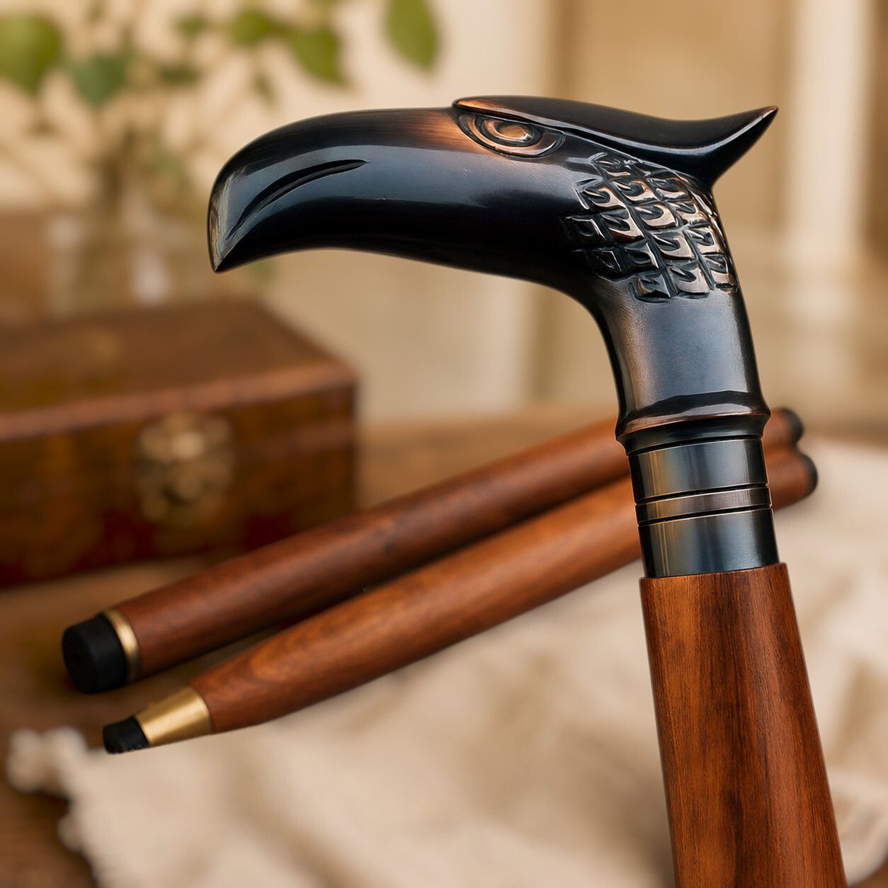 Antique Brass Eagle head brown wood walking stick Walking Stick-image-26