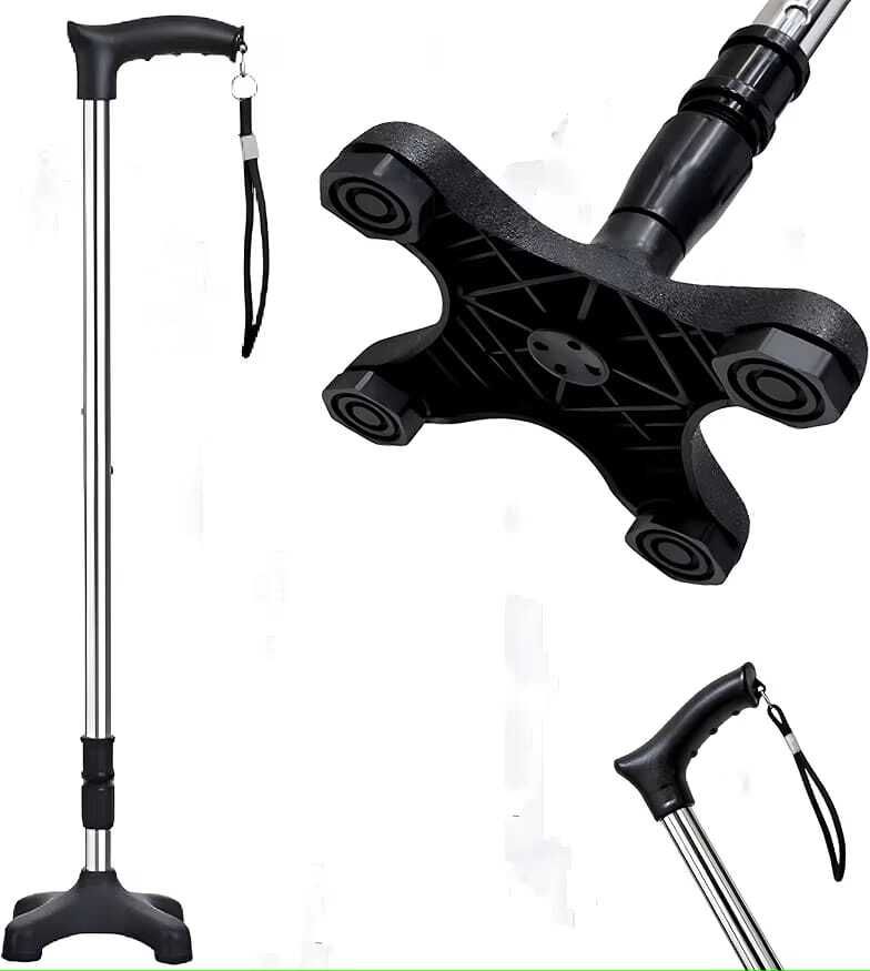 Quad Base Walking Stick for Senior Citizens | Height Adjustable | Anti-Slip Walking Stick-image-46