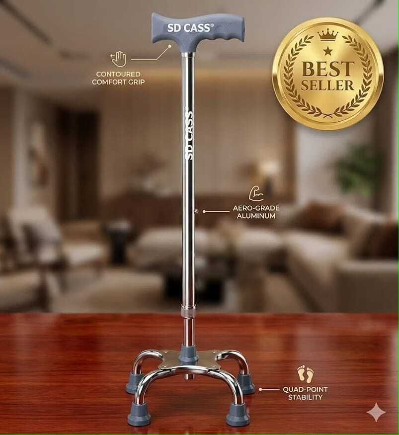 4 leg Aluminum Quadripod Adjustable Walking Stick for Elderly Men & Women | Walking Stick-image-21