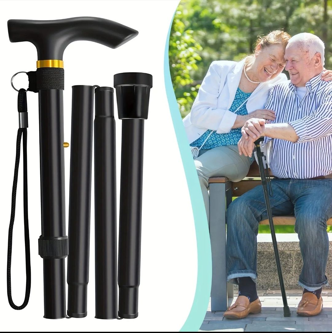 dnscare Foldable Walking Stick Anti Slip Adjustable Height Support Walking Stick-picture-22