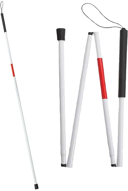 mcp 4 Folding Blind Cane Stick with Reflective Red and Long Grip Walking Stick-picture-3