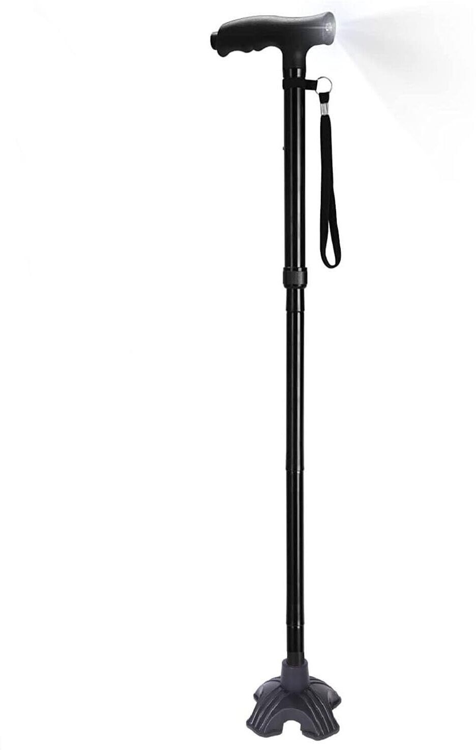 Halo-01 Series Big Shoe Quadripod with LED Light Black Walking Stick-image-24