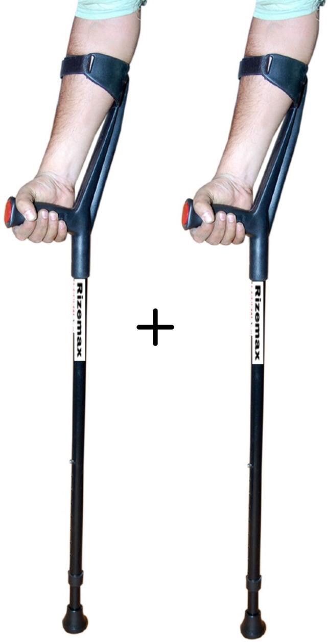 rizemax 2pc space black adult elbow crutch walking stick with height adjust light weight Walking Stick-picture-33