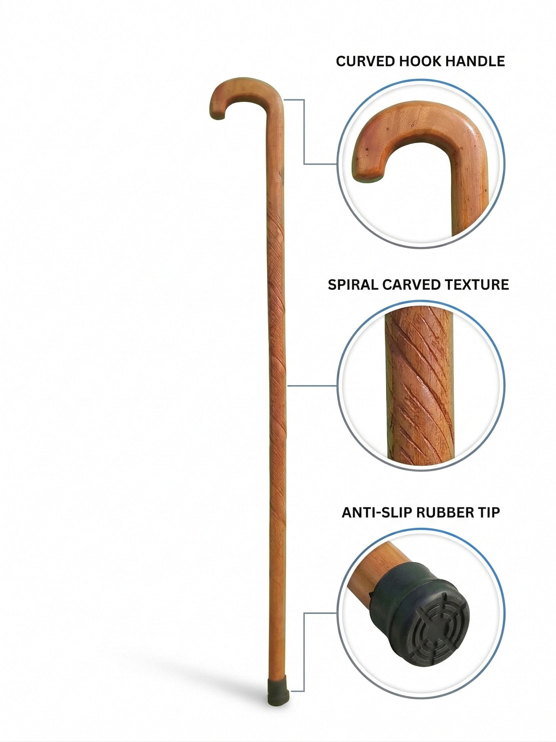 Wooden walking stick in round cane fancy stick Walking Stick ORANGE POLISH Walking Stick-image-36