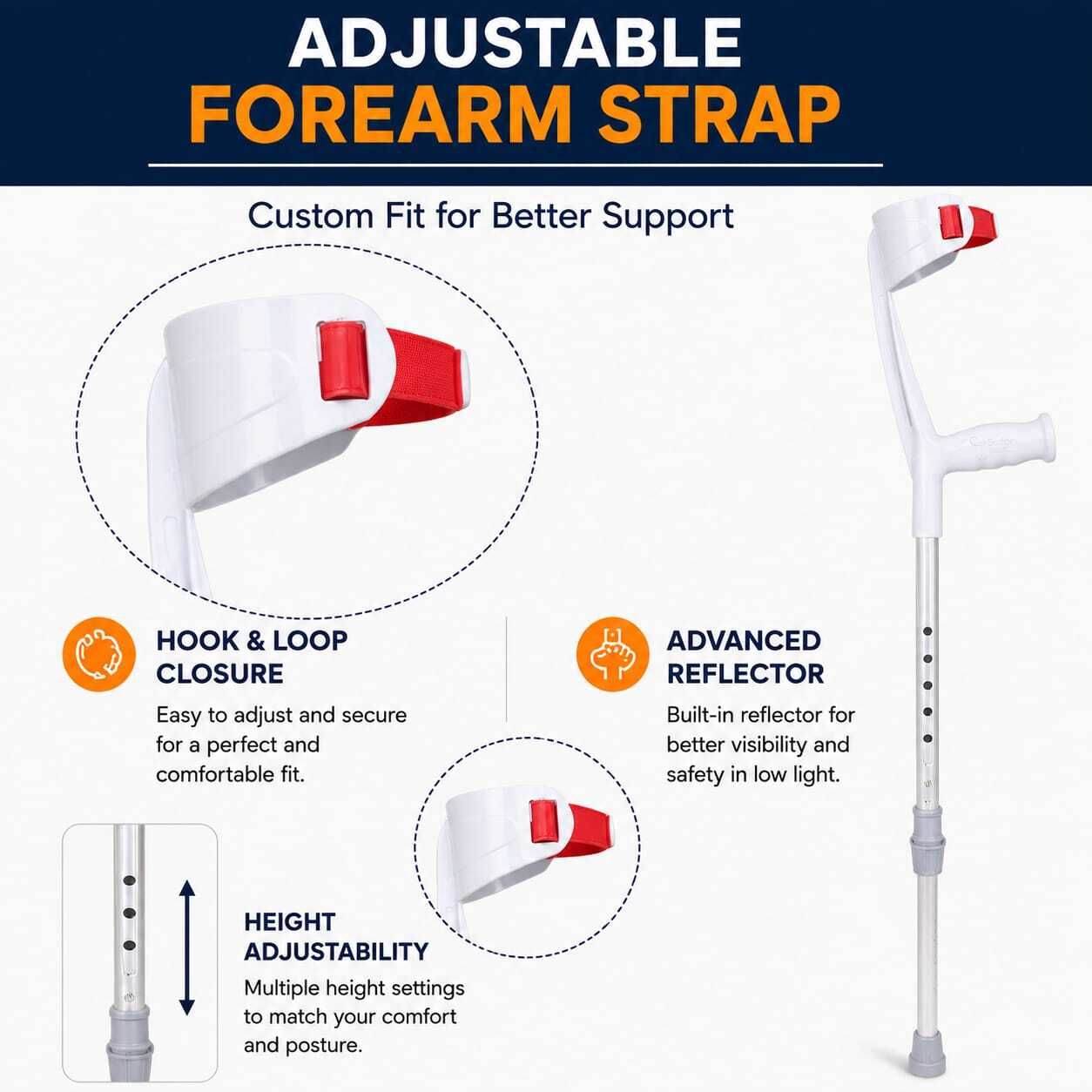jd medauto solutions Aluminium Elbow Crutch for Elderly, Disabled & Injury Recovery_GREY Walking Stick-picture-23