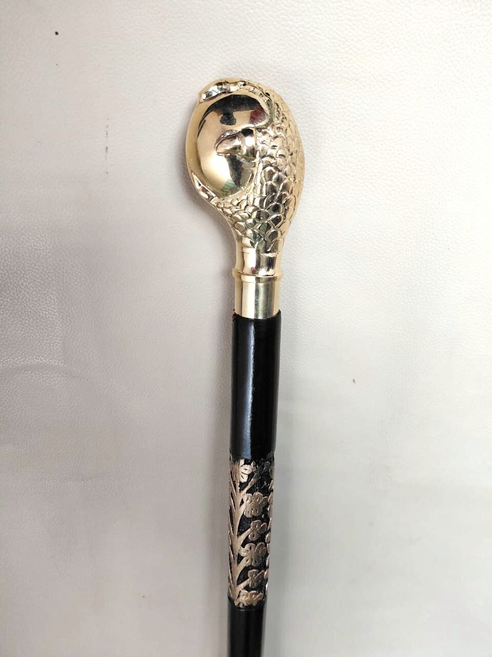 hindustan trading company Royal Cobra Head Wooden Walking Cane with Gold Finish Handle Gift Item Walking Stick-picture-34