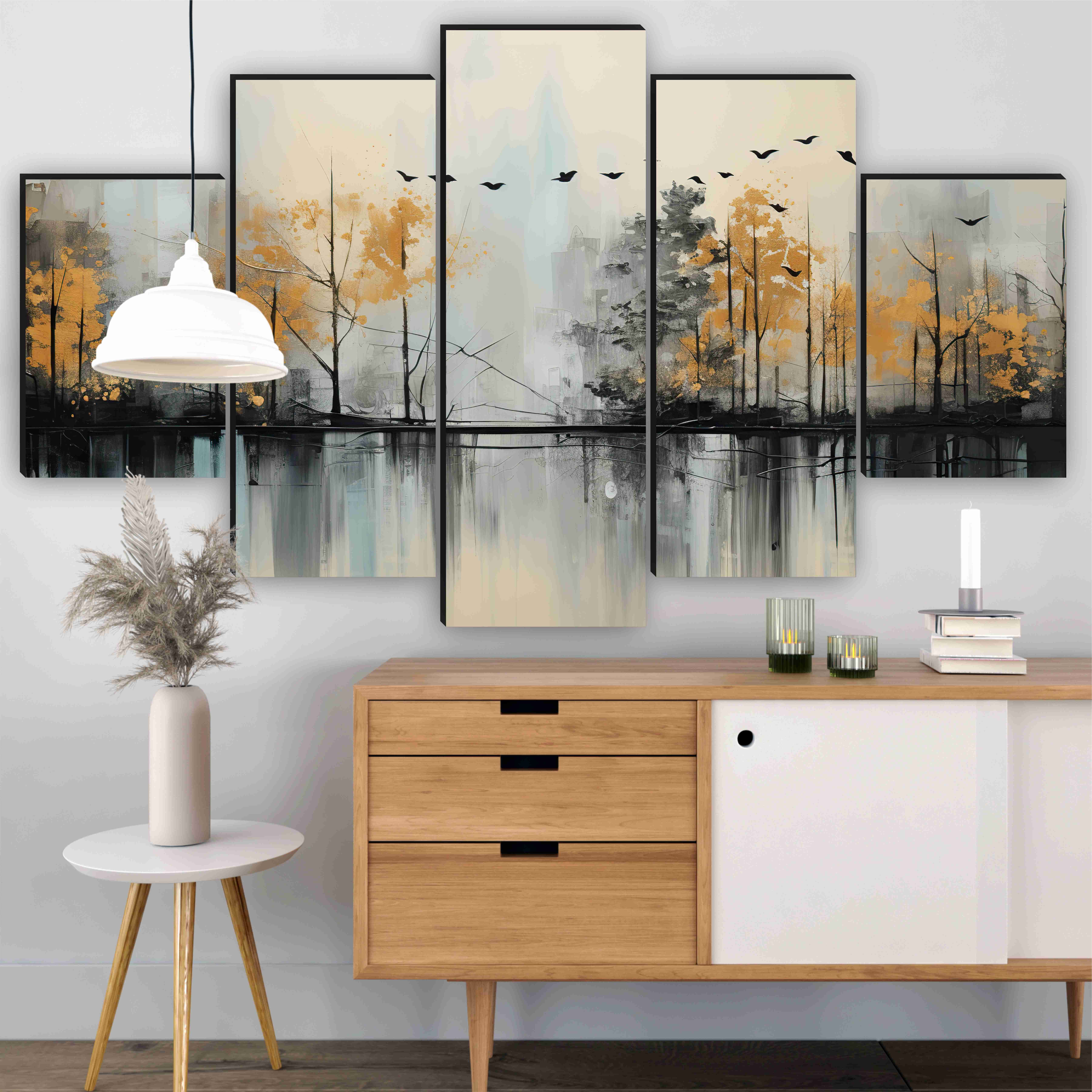Wall Painting | 5 Panel Nature Art | Modern MDF Decor Pack of 5-image-31