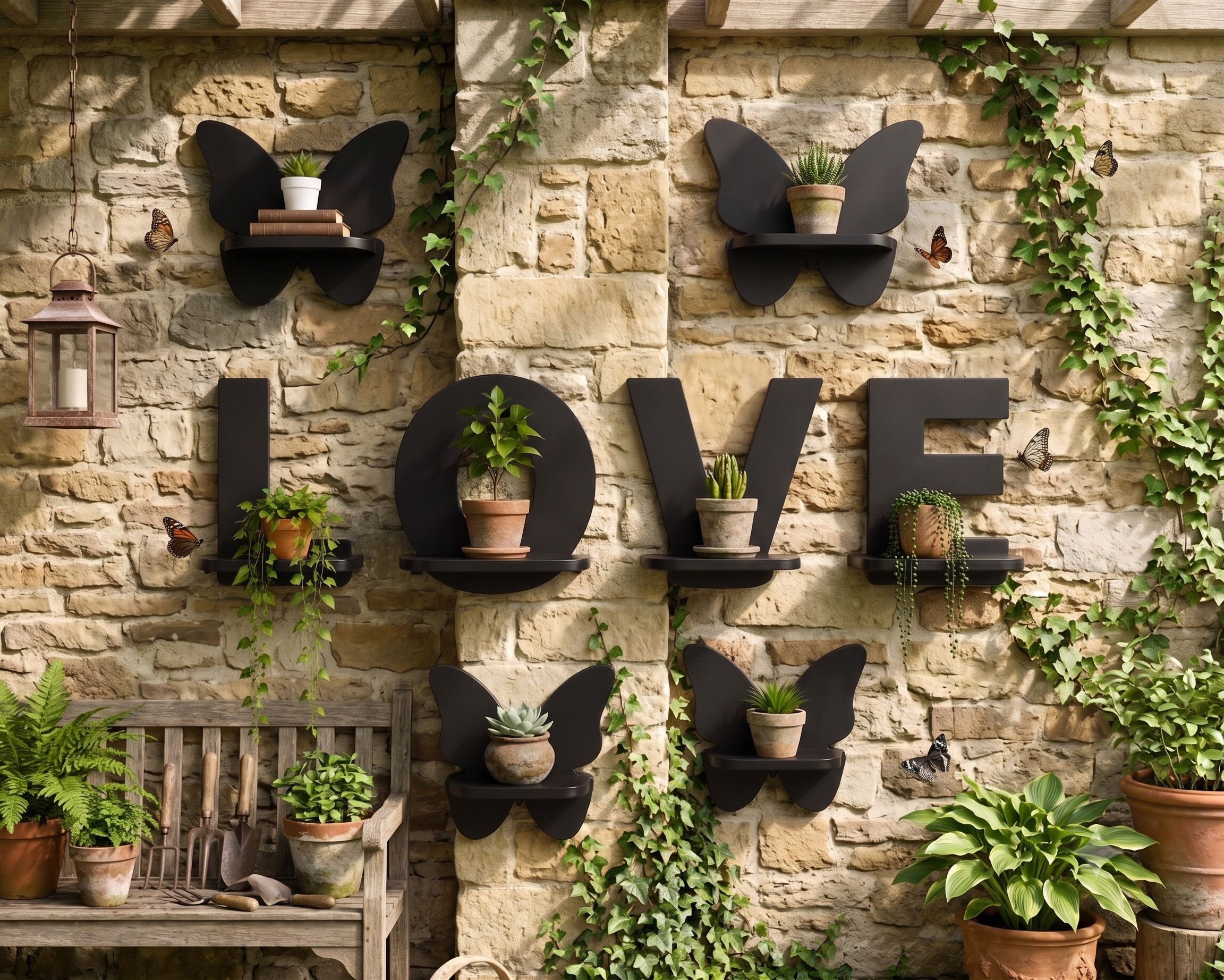 LOVE Wooden Wall Shelf Set for Living Room Home Decor (54) Pack of 8-image-39