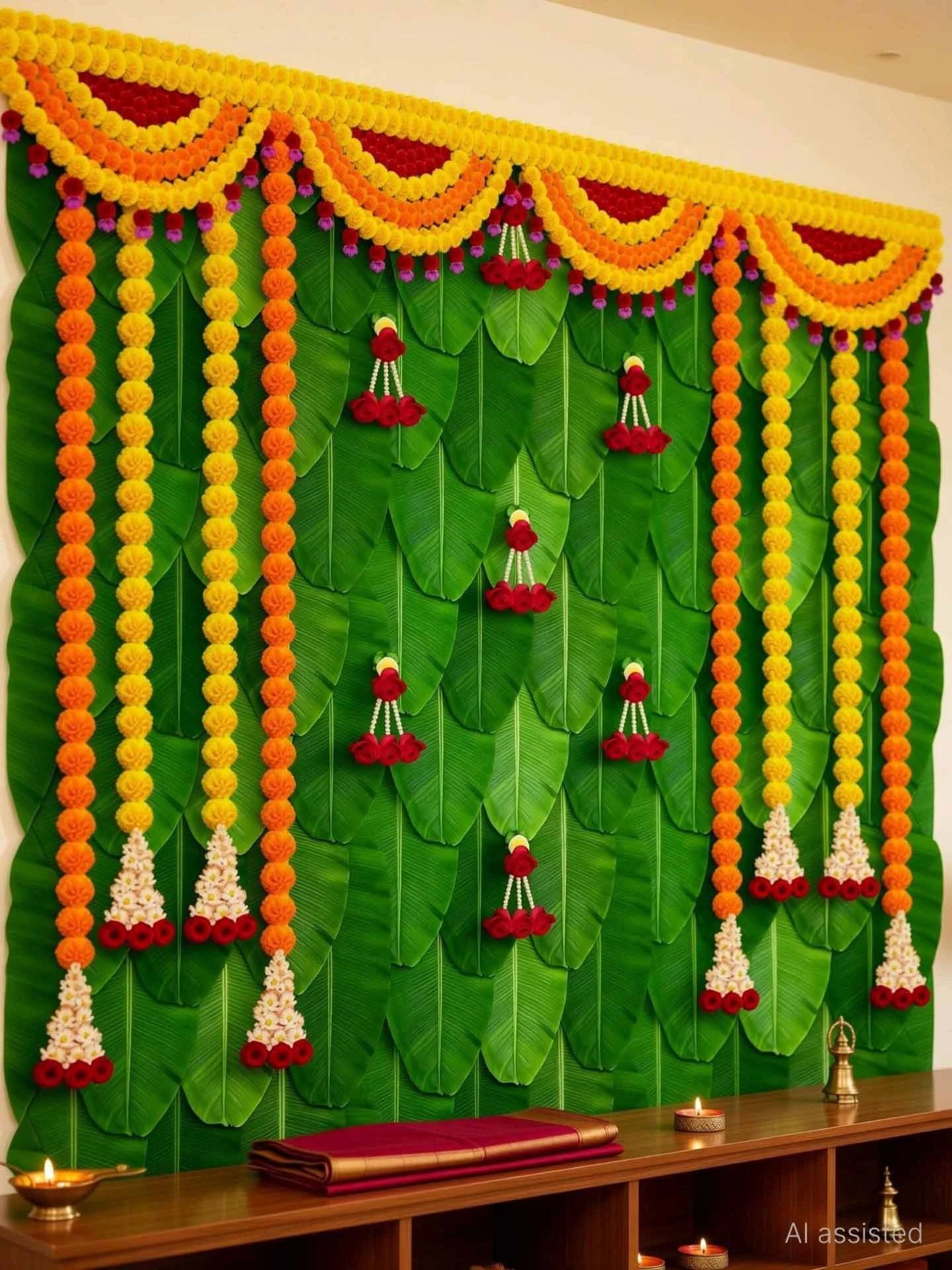 Wedding Pooja Decoration Curtain Backdrop Decoration , Size 5x5-image-4
