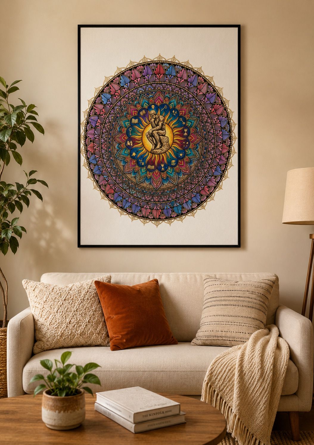 The Thinker Mandala – Premium A4 Wall Poster without frame-image-35