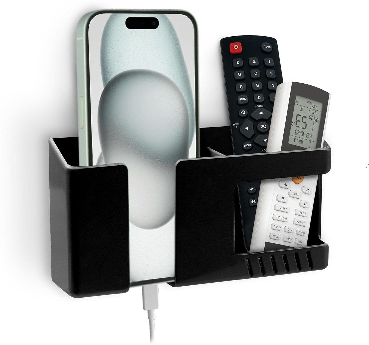 Multifunctional Wall Mounted Mobile Holder with Remote Control Storage-image-34