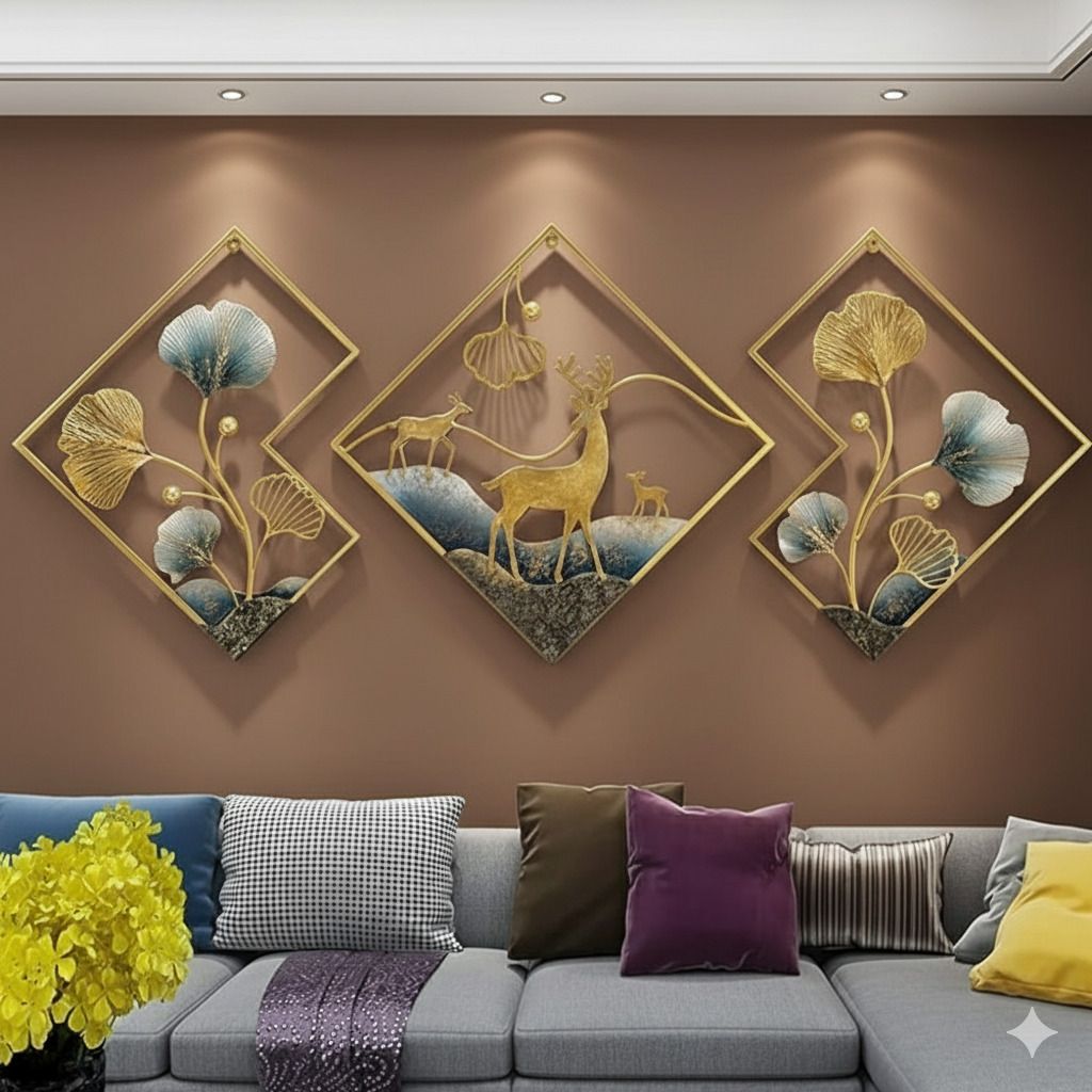 Metal Deer Wall Art Pack of 3