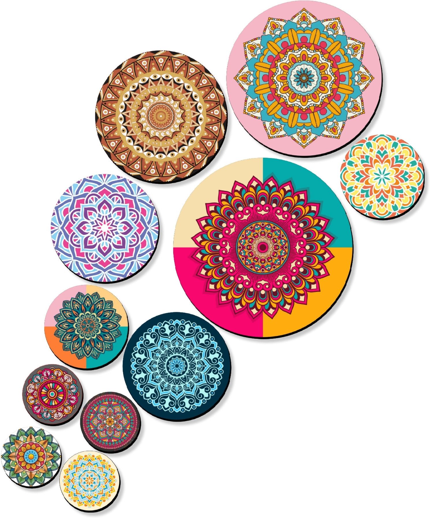 Mandala Wooden Wall Art Panels, Home Decoration, Living Room,Office Wall Hanging Pack of 11-image-31