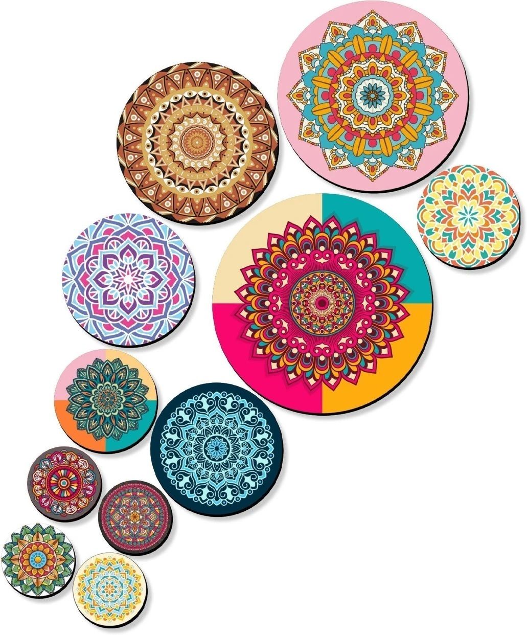 Mandala Wooden Wall Art Panels, Home Decoration, Living Room,Office Pack of 11-image-2