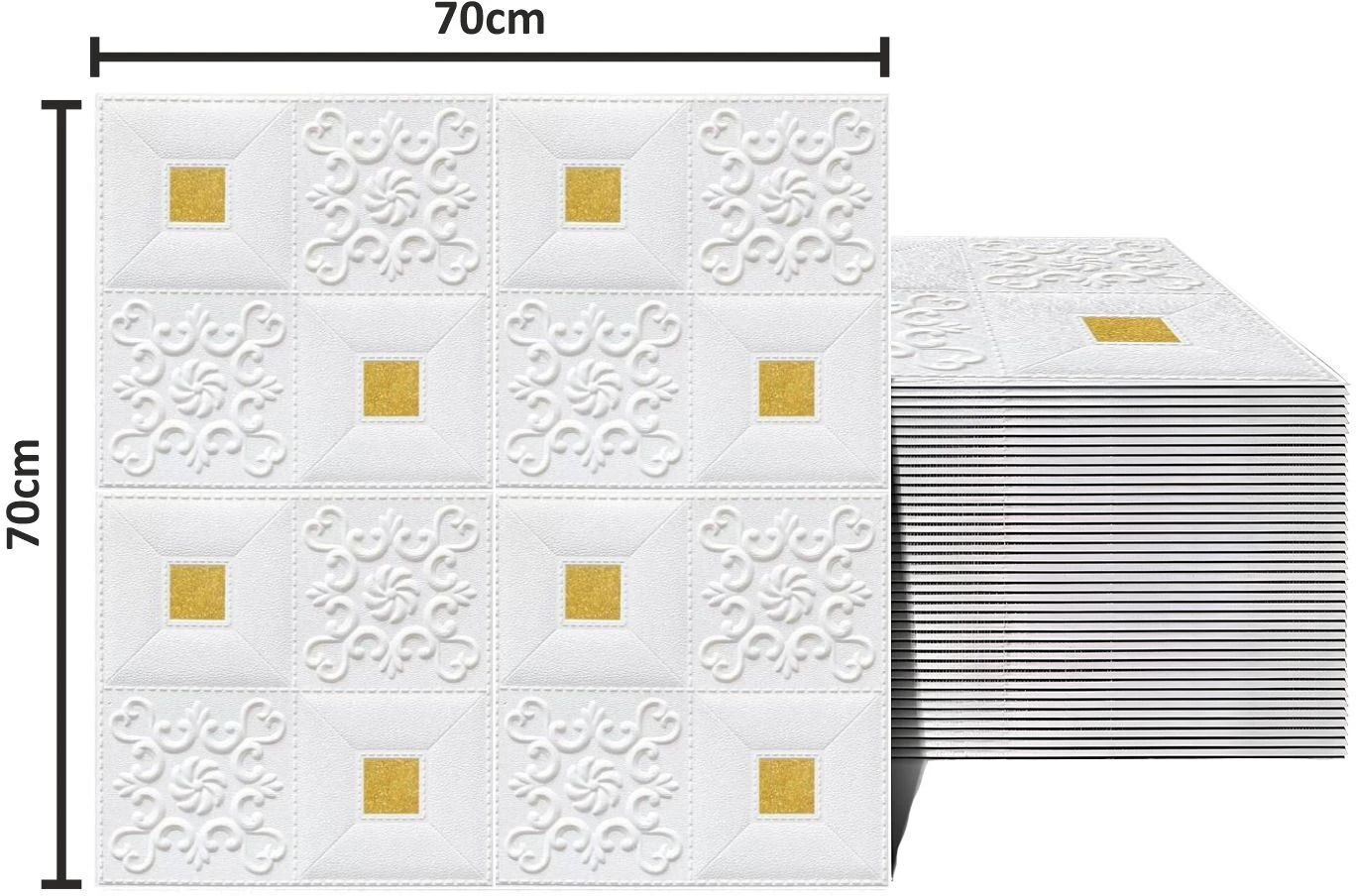 Decorative White, Gold Wallpaper (70 cm x 70 cm) Pack Of 1-image-41