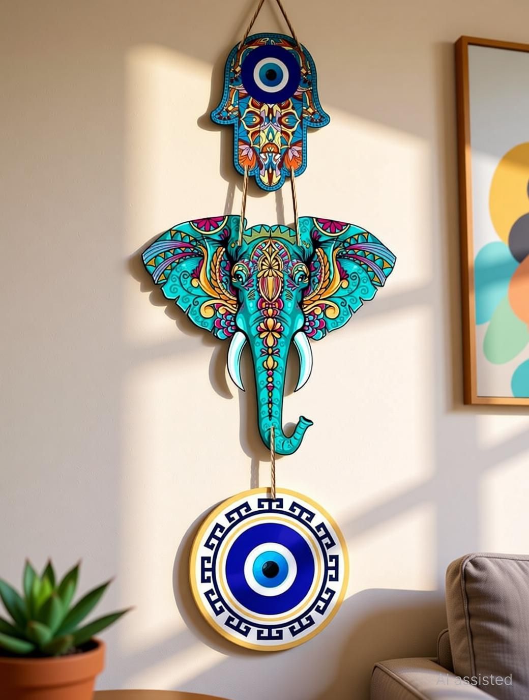 Owl Evil Eye Wall Hanging for Home Decor-image-19