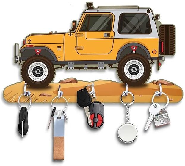 UV Printed "Mahindra Thar" Car Shape Designer Key Holder Home/Office Decor Item.-image-48