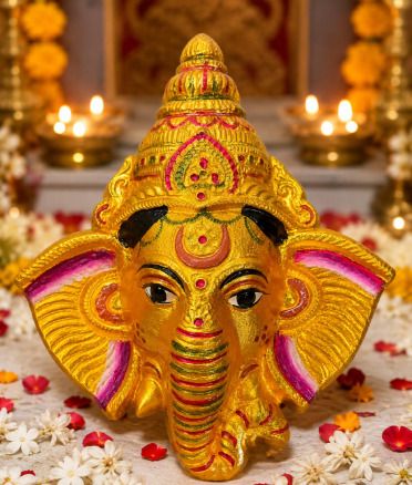 pmw Metal Finish Lord Ganesha Face Wall Hanging | Vastu Decor | Wall Decor for Home-picture-47
