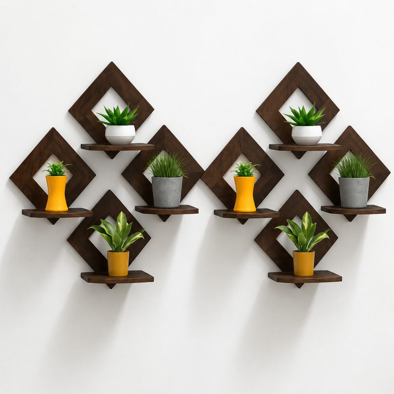 mahaveer art Wooden Square Wall Decor set for Living Room Bedroom Home Wall Hangings Pack of 8-picture-43