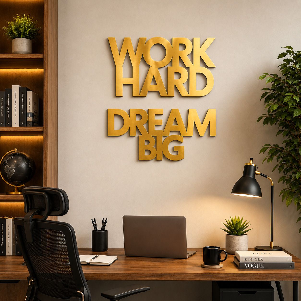 amps creation Work Hard Dream Big Golden Wooden Wall Decor Motivational Home Decoration-picture-23