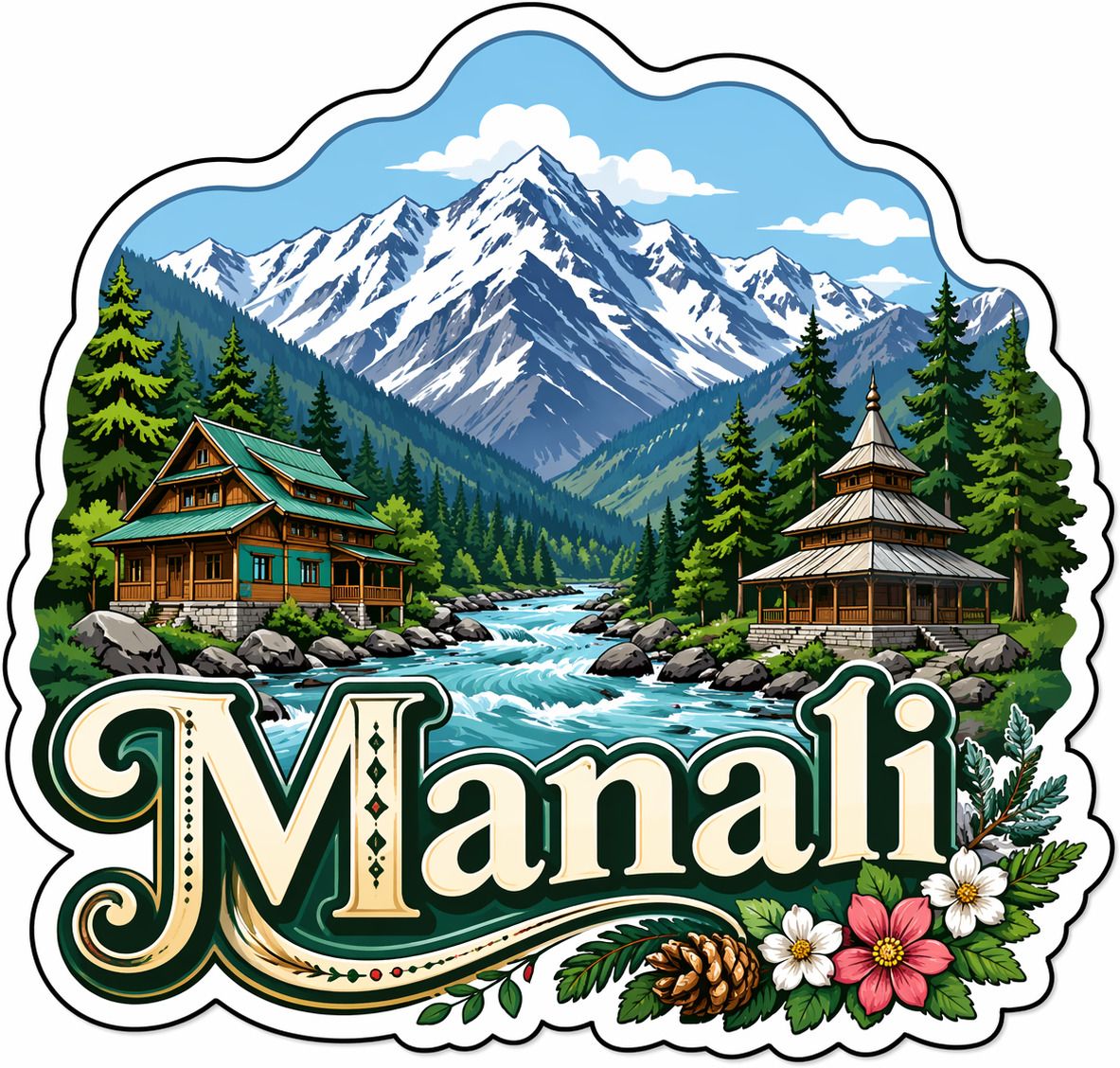 Manali Theme Wooden Fridge Magnet Souvenir | 3x3 in Kitchen Home Decor Gift Fridge Magnet Pack of 1-image-21