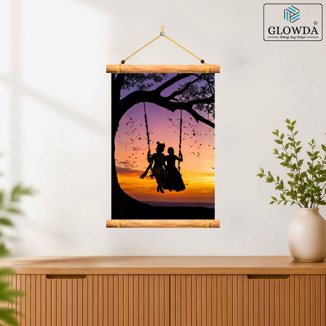 glowda Radha Krishna Sunset Swing Wall Hanging for Bedroom Living Room Spiritual Decor-picture-46