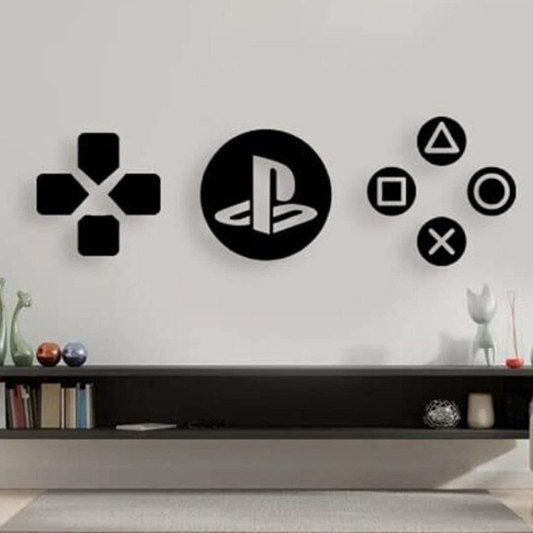 stash house Play Station Wall Sign Set, PS5 Home Decor Gift for Gamers Pack of 3-picture-28