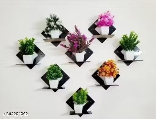 Mdf Wooden Multipurpuse Wall Hanging/Flower pot stand pack of 8 Pack of 8