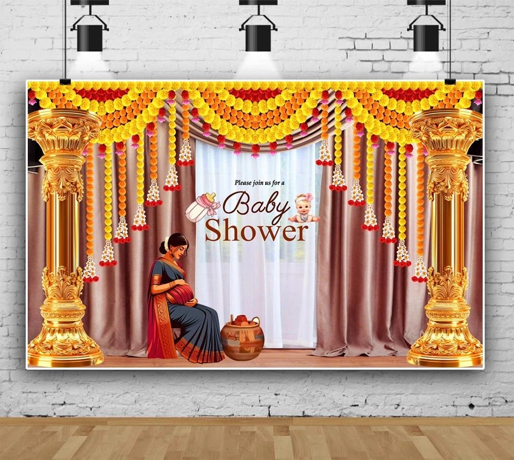 blimp seemantham Backdrop Decoration Cloth for Baby Shower Backdrop | godh bharai Tapestry-picture-10
