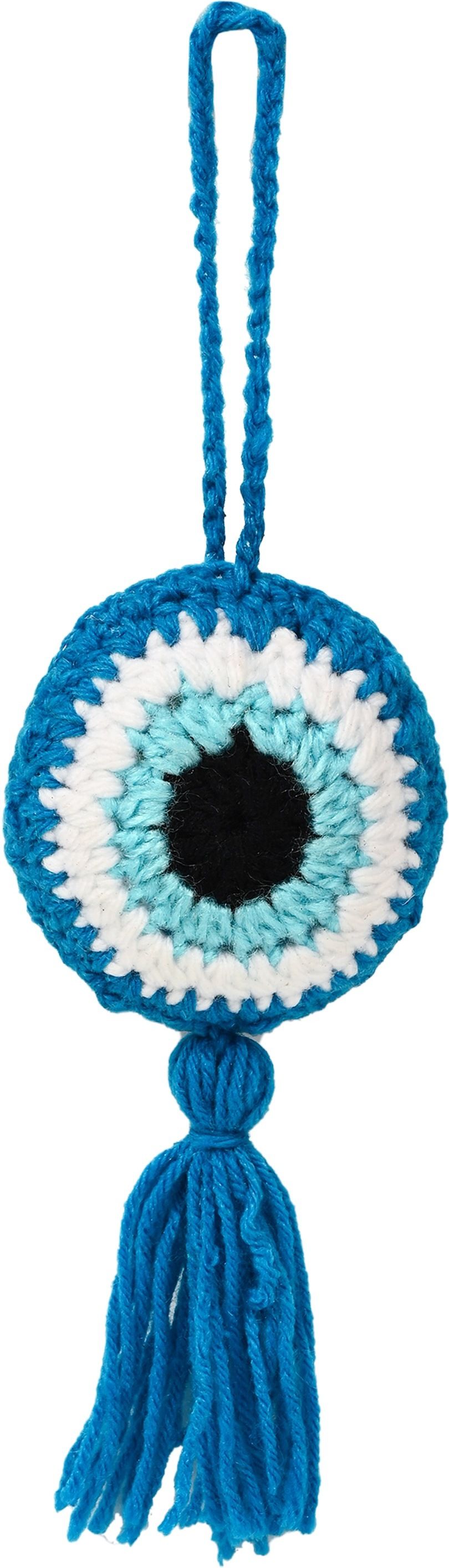 Crochet woolen knitted woven Evileye wall hanging-image-9
