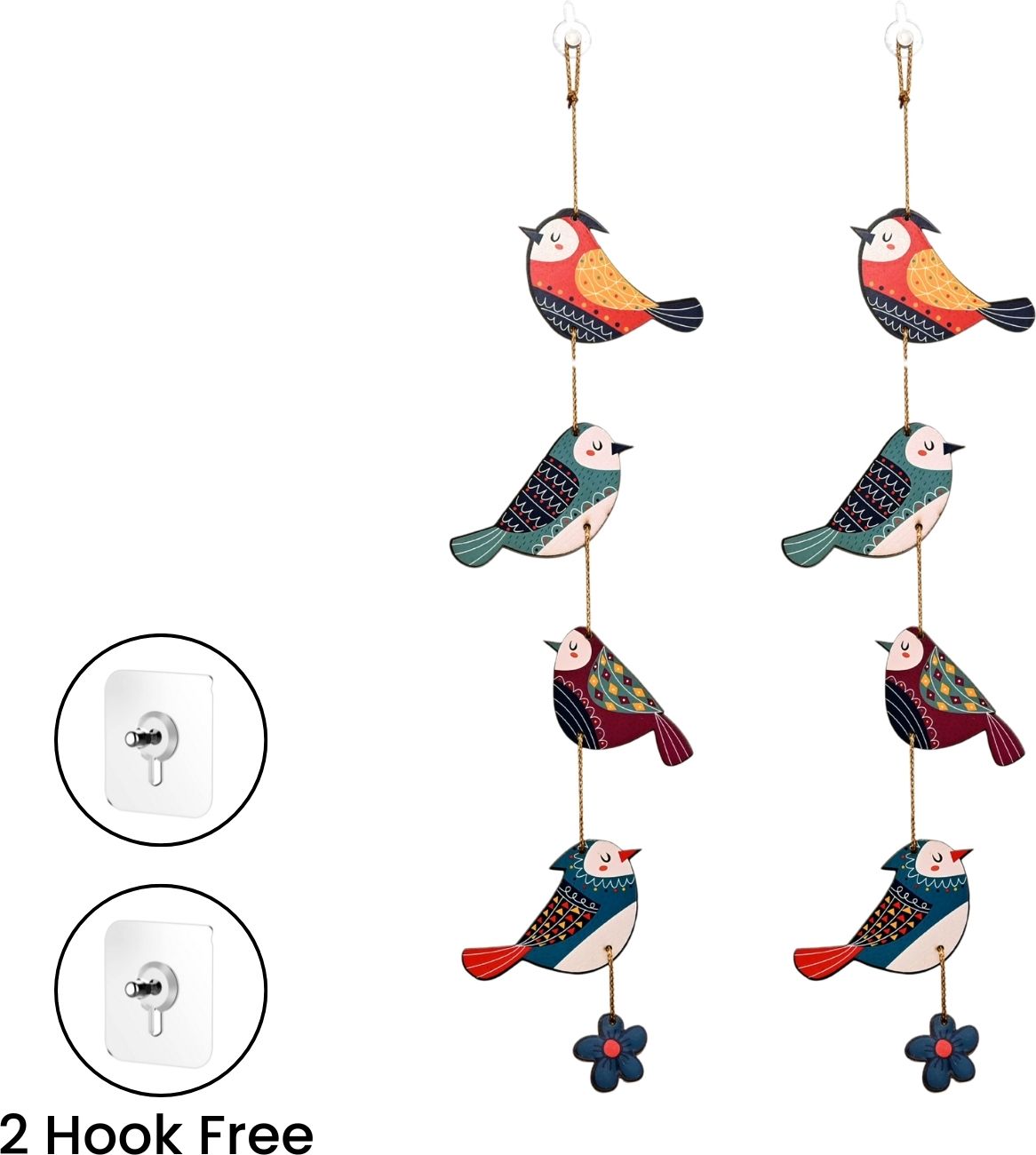 Hanging Birds Wall Hanging Set of 2 | Wooden Decorative Hanging Ornament Pack of 2-image-47