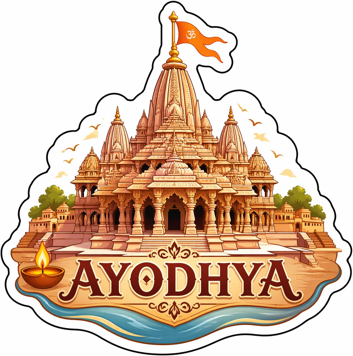 decolyte Ayodhya Theme Wooden Fridge Magnet Souvenir | 3x3 in Kitchen Home Decor Gift Fridge Magnet Pack of 1-picture-23