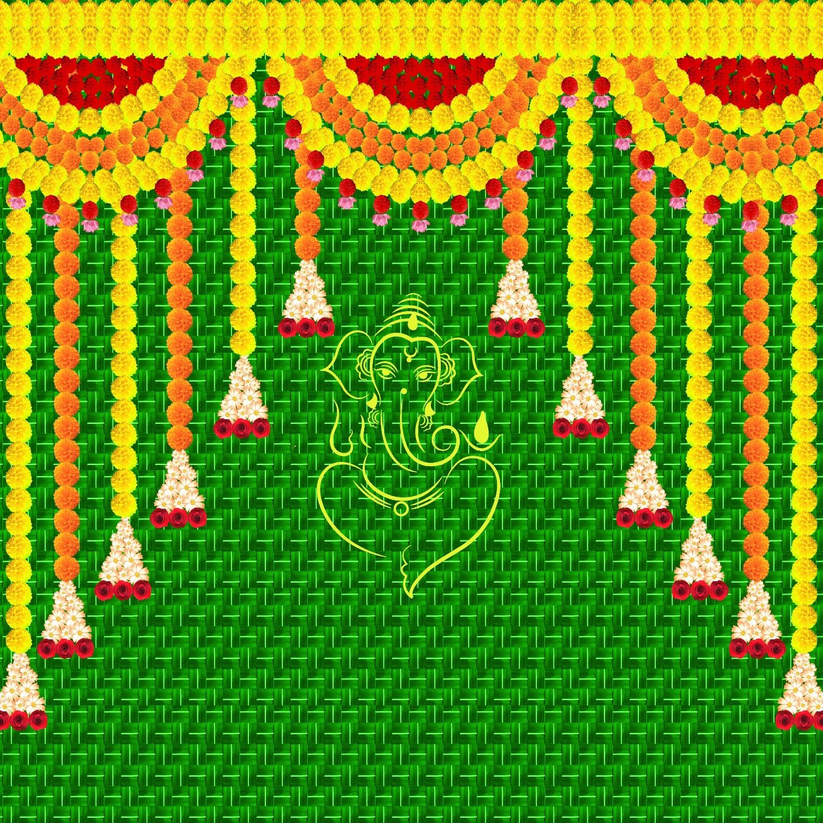 devu Festive backdrop for home pooja, backdrop , background decoration (5x5 feet)-picture-22